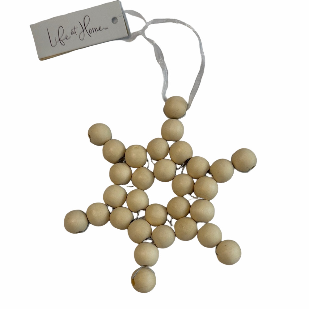Wooden Star Ornament - Cream